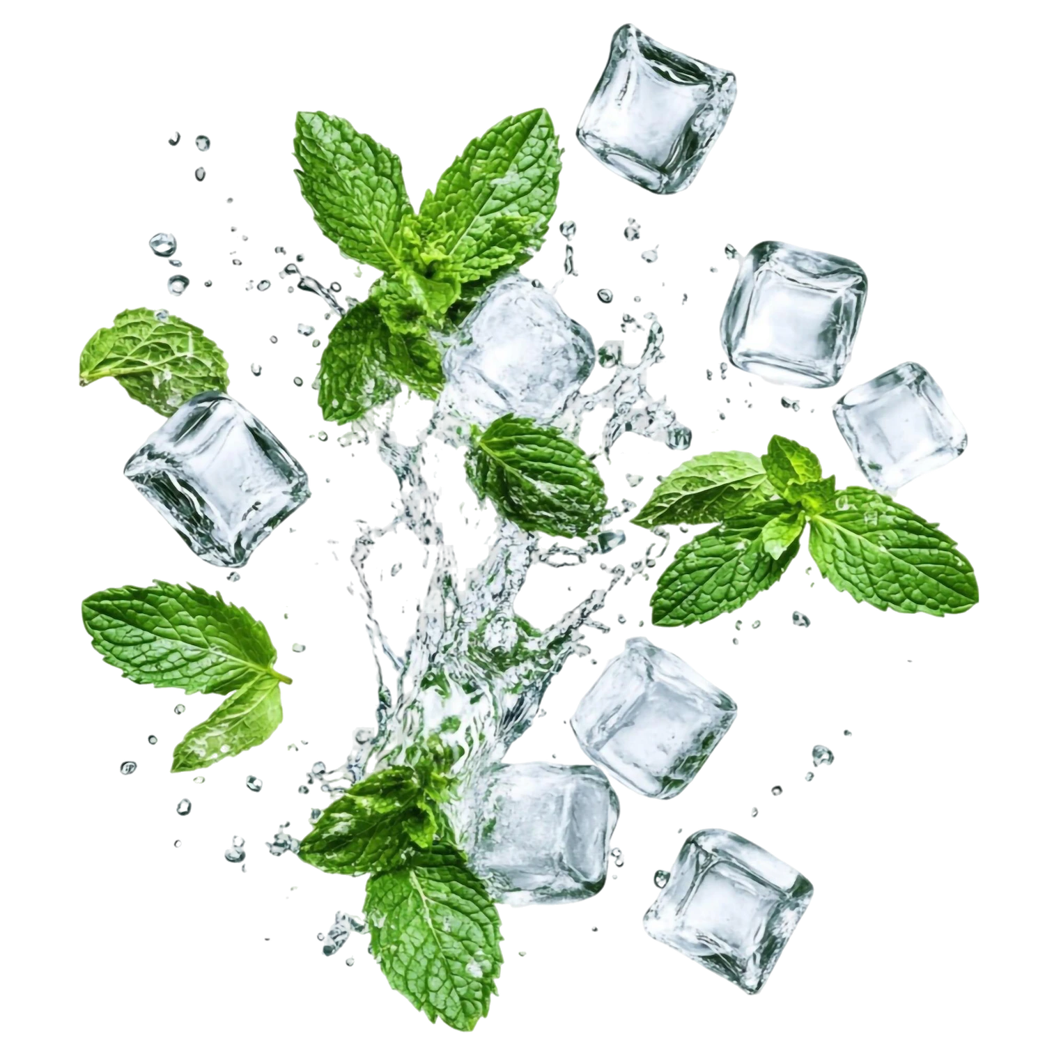 refreshing-mint-ice-cubes-splashing-water